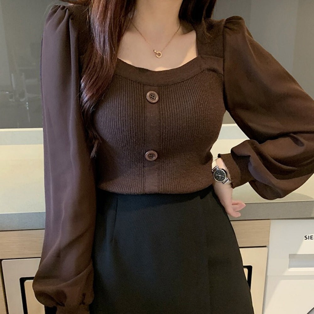 シフォン袖ニットトップス|オフィスカジュアル レディース 通販【ミレジェネ】