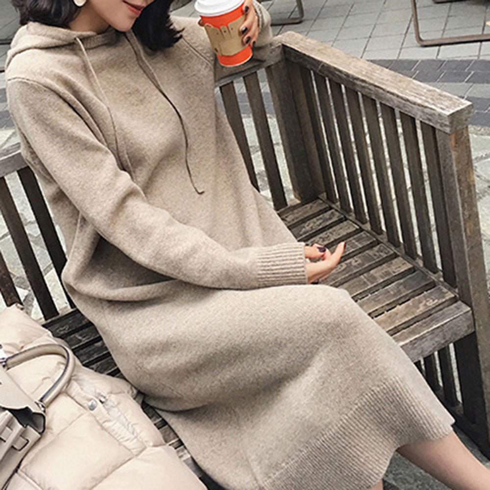 フード付きルーズニットワンピース - Millennial Generation