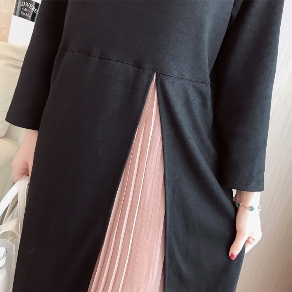 七分袖スリットプリーツワンピース - Millennial Generation