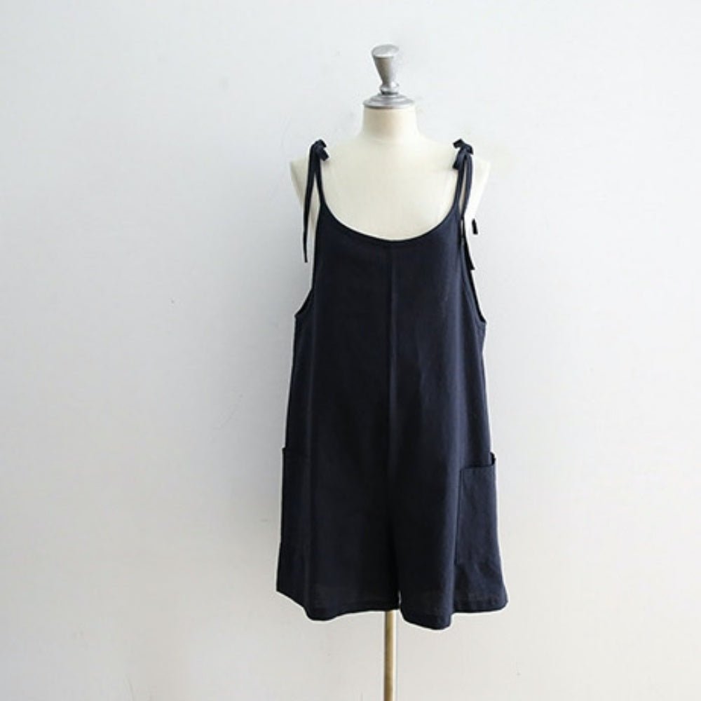 肩リボン調節可能ポケット付きサロペット