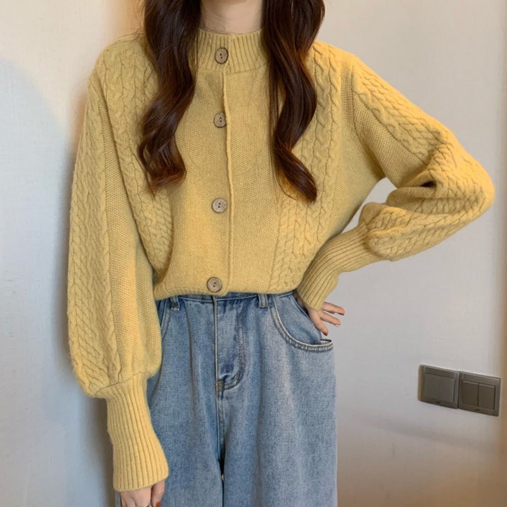 ボリュームスリーブフロントボタンニット|オフィスカジュアル レディース 通販【ミレジェネ】