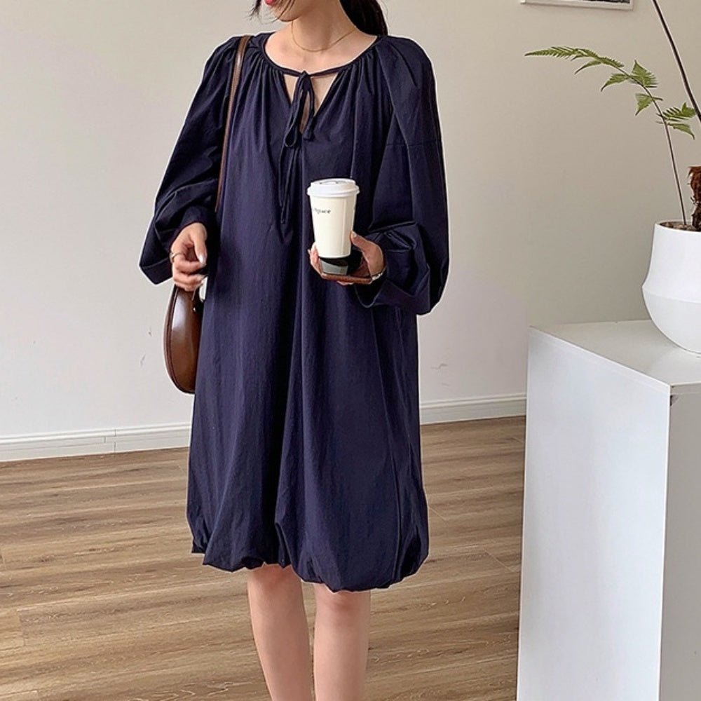 オフィスカジュアル 秋 ボリュームバルーンワンピース ミレジェネ