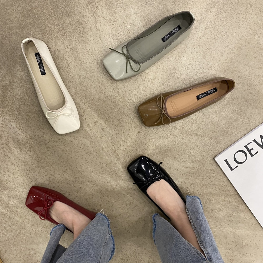 フラットリボンスクエアトゥパンプス|オフィスカジュアル レディース 通販【ミレジェネ】