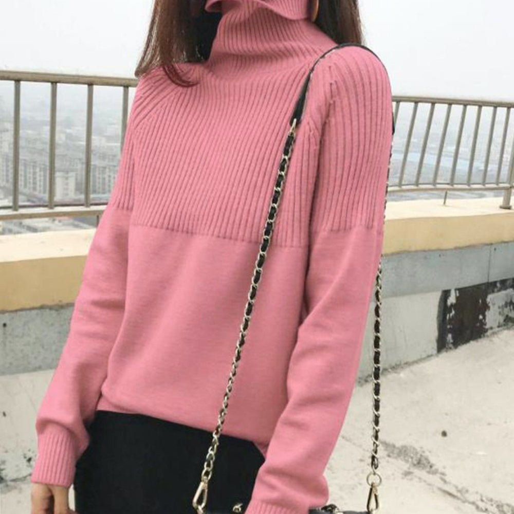 ハーフデザインハイネックニットトップス - Millennial Generation