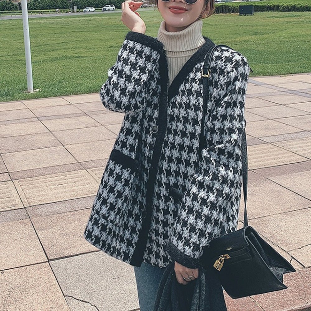 千鳥格子ミディ丈コート|オフィスカジュアル レディース 通販【ミレジェネ】