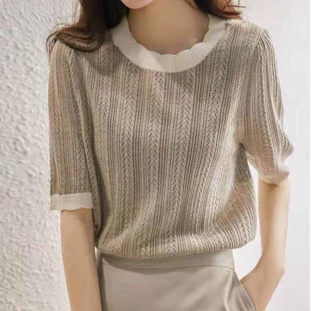 かぎ編みサマーニットトップス|オフィスカジュアル レディース 通販【ミレジェネ】