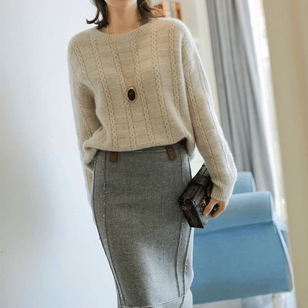 ケーブル格子柄ニット