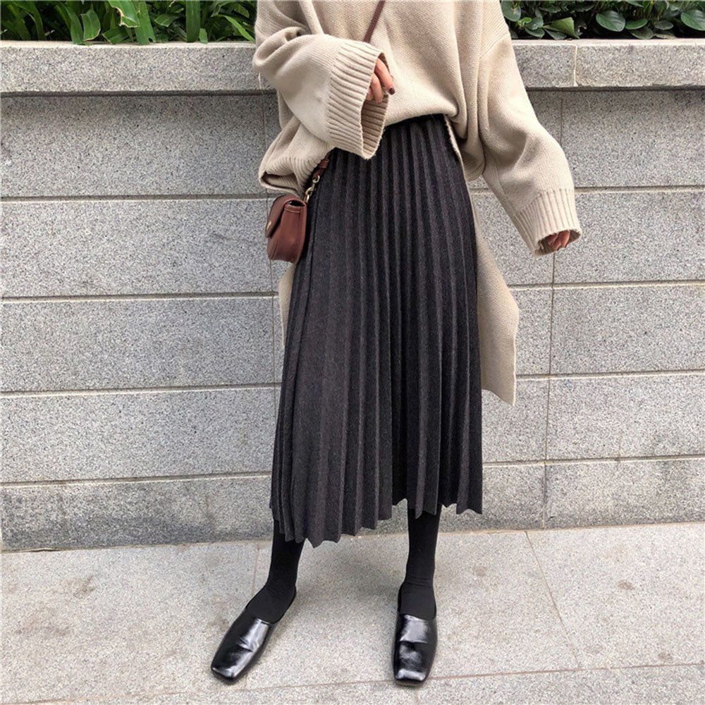 プリーツミモレ丈スカート|オフィスカジュアル レディース 通販【ミレジェネ】