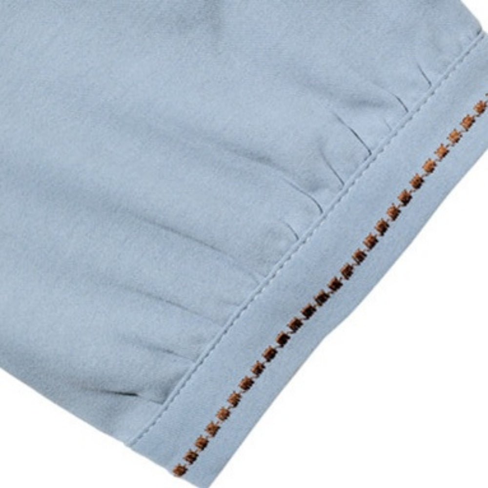 <即納>ハーフスリーブ刺繍リボンブラウス|オフィスカジュアル レディース 通販【ミレジェネ】