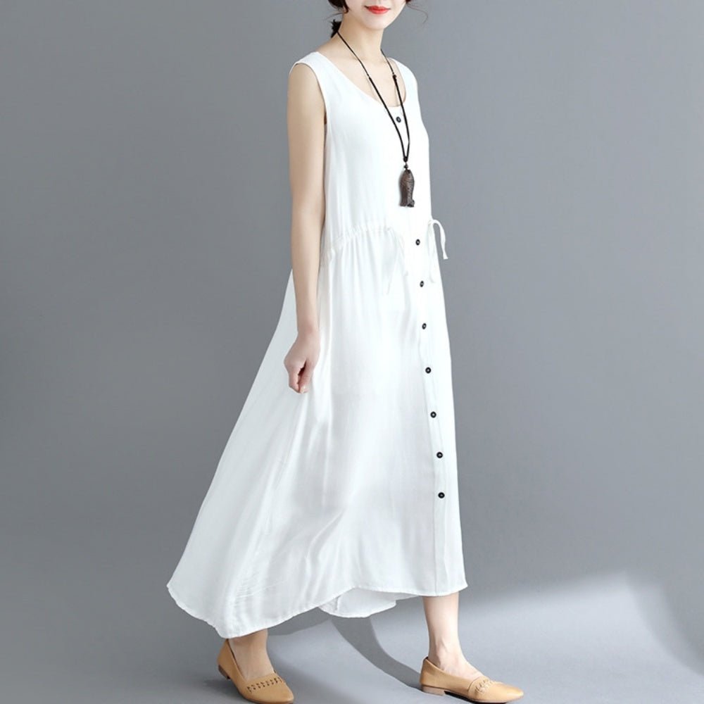 フロントボタンノースリーブマキシワンピース - Millennial Generation