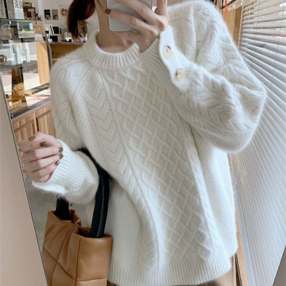 ボタンカフスケーブルニット|オフィスカジュアル レディース 通販【ミレジェネ】