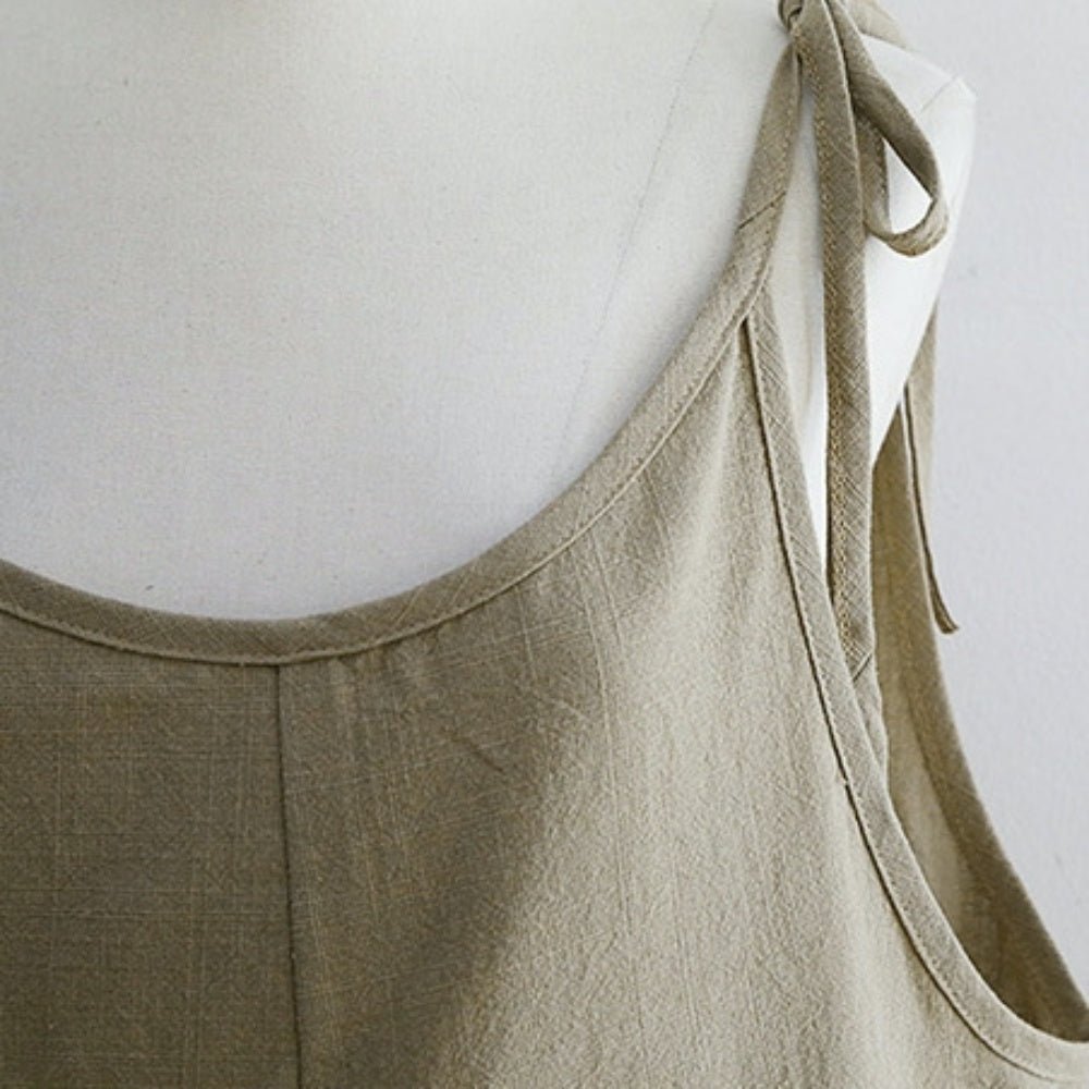 肩リボン調節可能ポケット付きサロペット