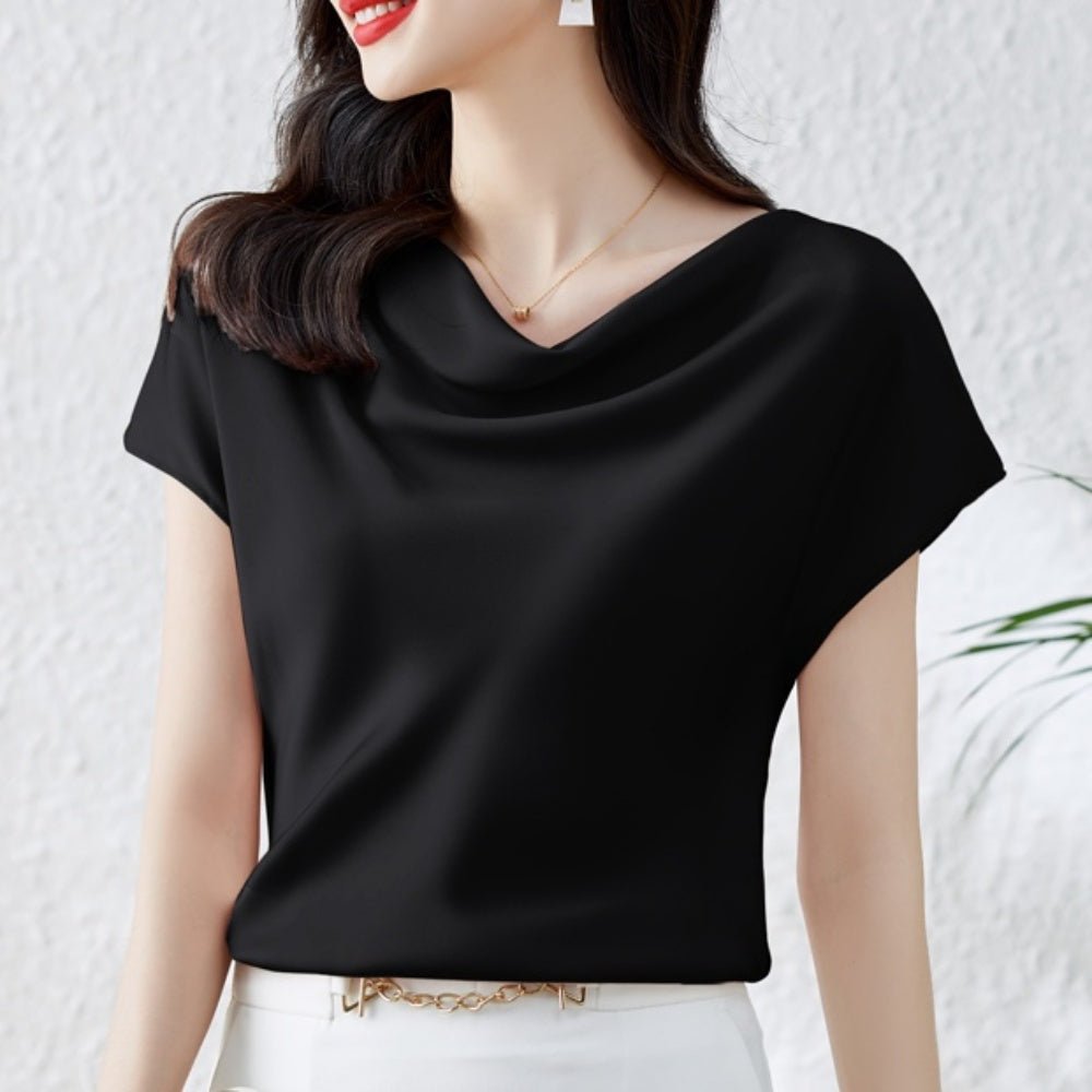 ドレープネックサテンブラウス|オフィスカジュアル レディース 通販【ミレジェネ】