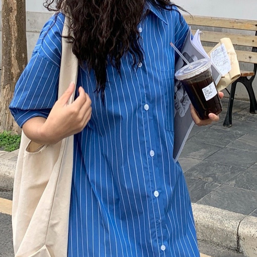 リラクシングストライプシャツワンピース