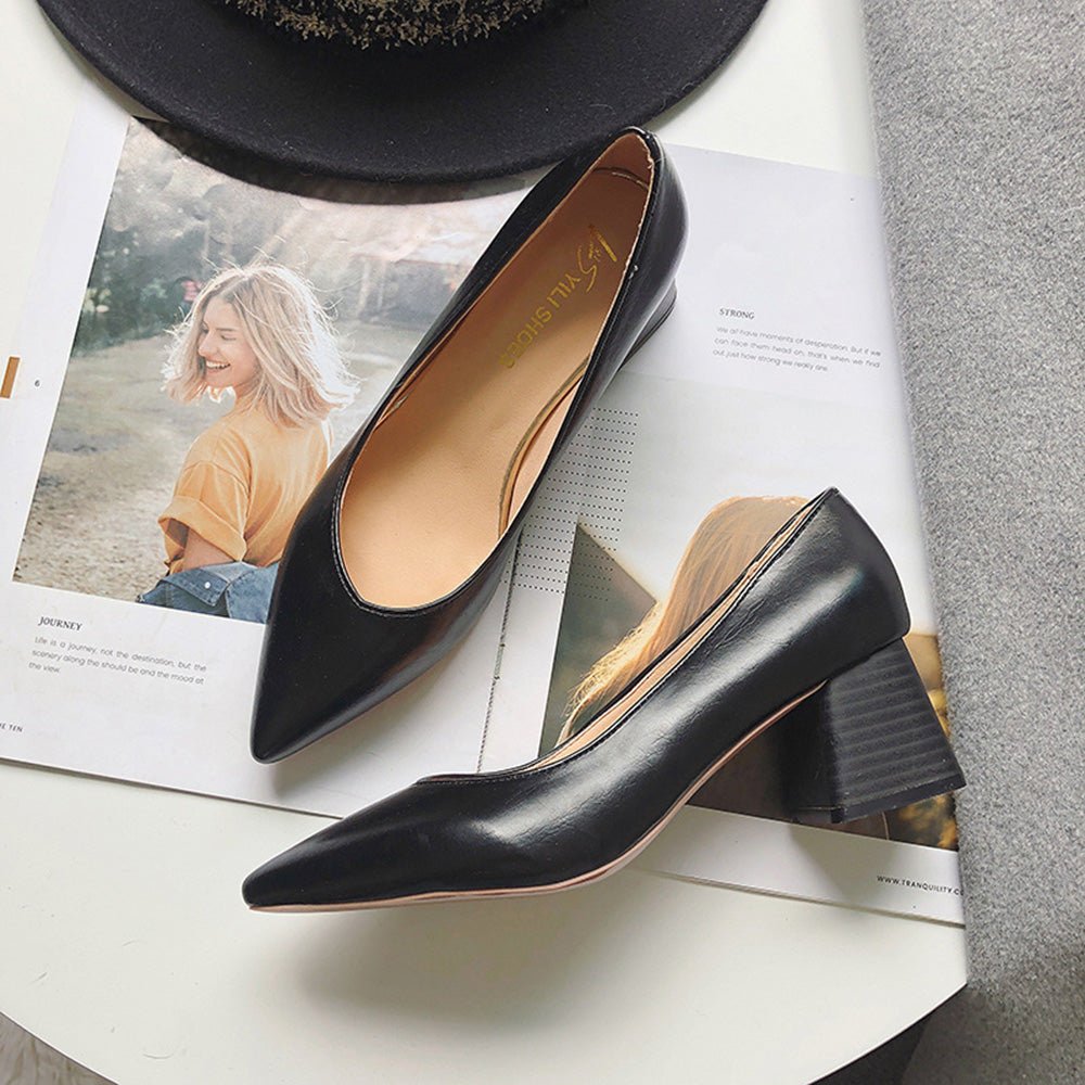 太ヒールPUレザーパンプス|オフィスカジュアル レディース 通販【ミレジェネ】