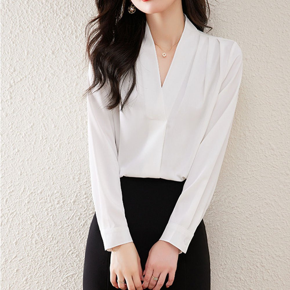 Vネック綺麗めブラウス|オフィスカジュアル レディース 通販【ミレジェネ】