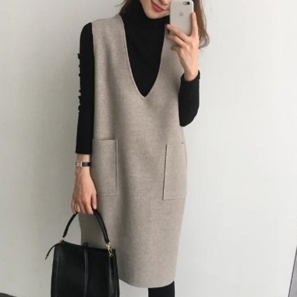 インナー付きvネックジャンパースカート|オフィスカジュアル レディース 通販【ミレジェネ】