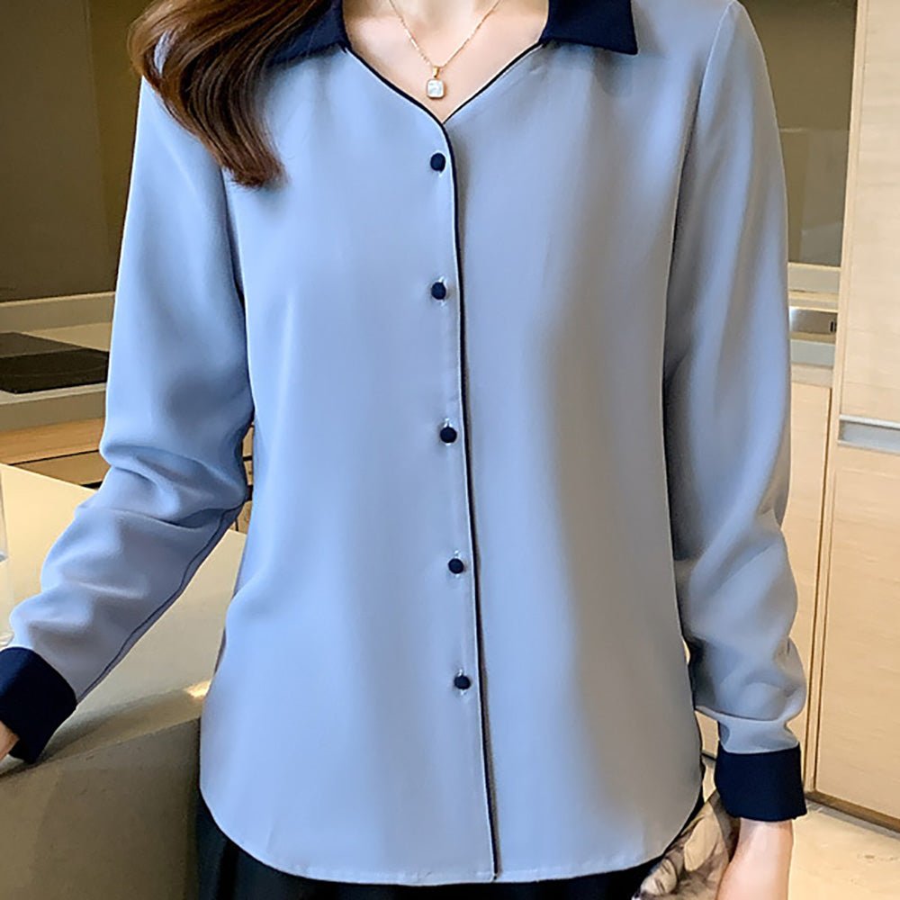 Vネックバイカラーシャツ