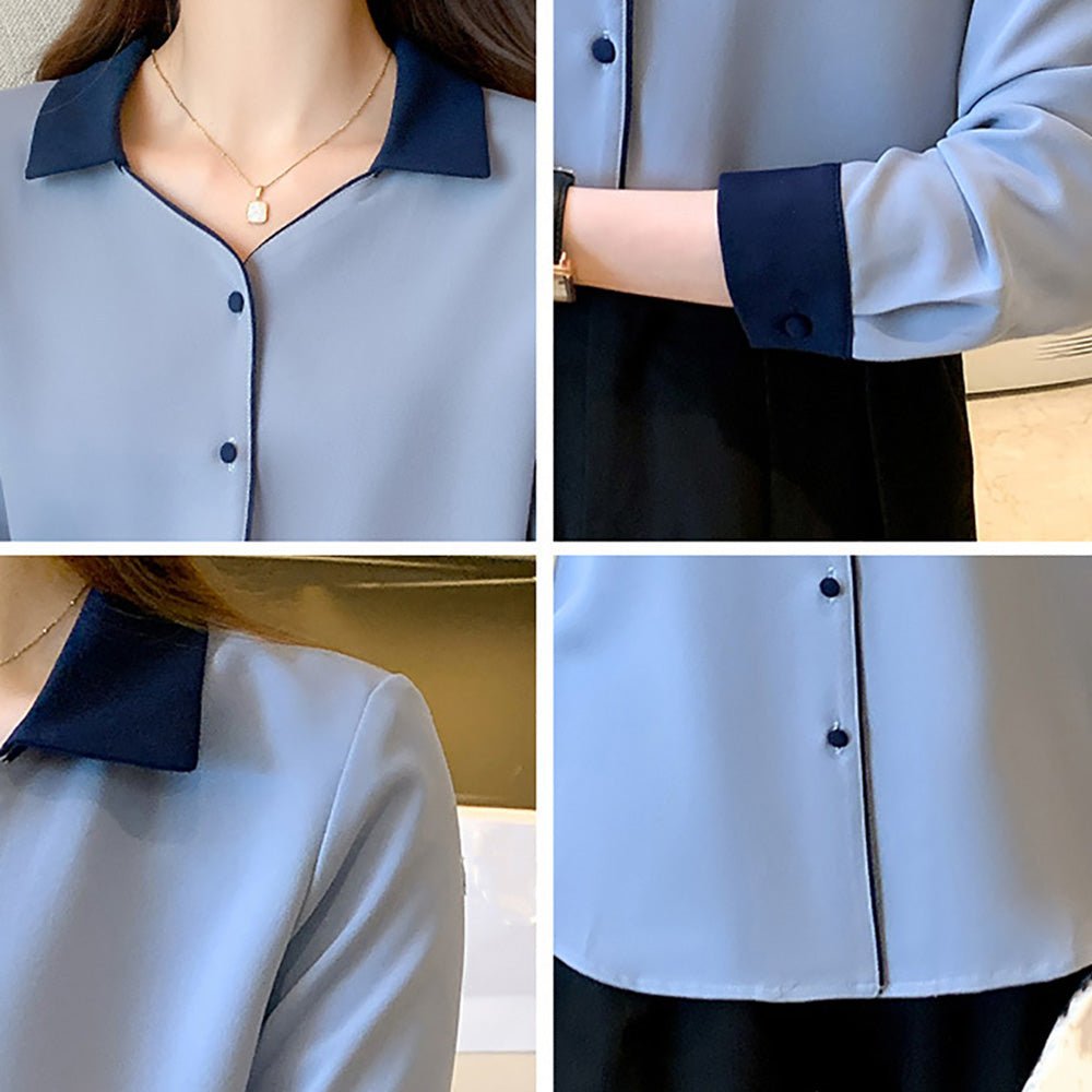 Vネックバイカラーシャツ