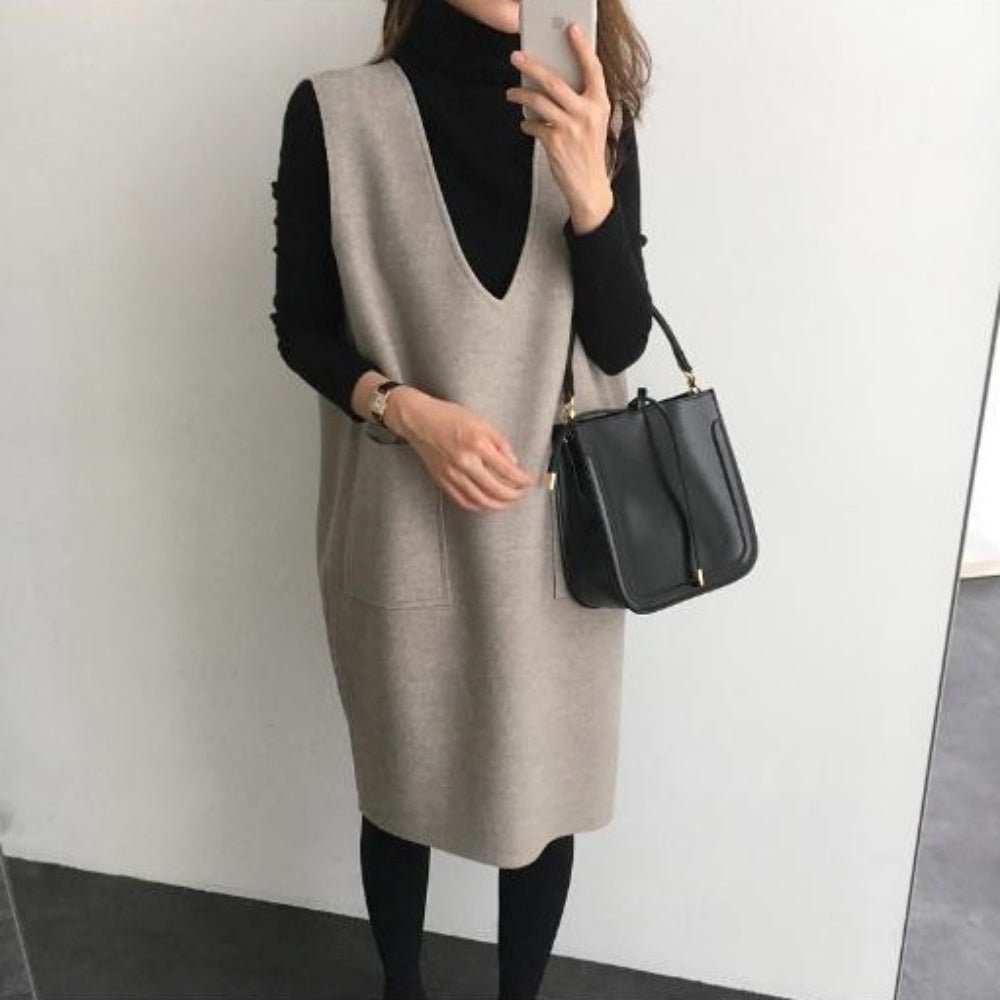 インナー付きvネックジャンパースカート|オフィスカジュアル レディース 通販【ミレジェネ】