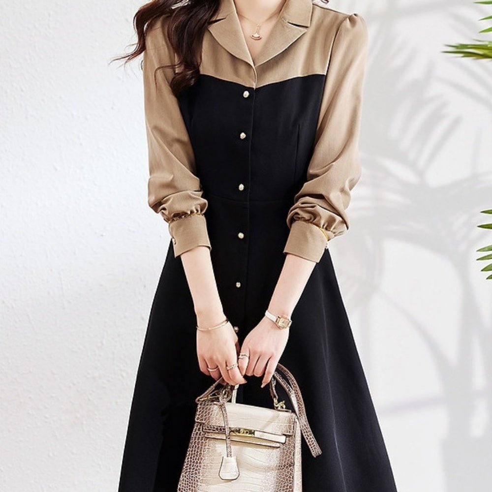 <即納>Vネックツートーンワンピース|オフィスカジュアル レディース 通販 Millennial Generation【ミレジェネ】