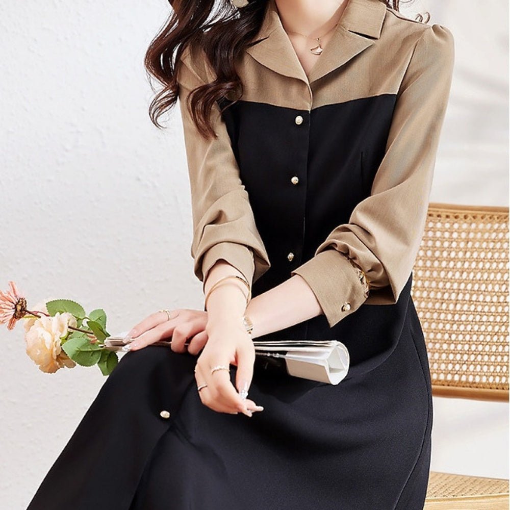 <即納>Vネックツートーンワンピース|オフィスカジュアル レディース 通販 Millennial Generation【ミレジェネ】