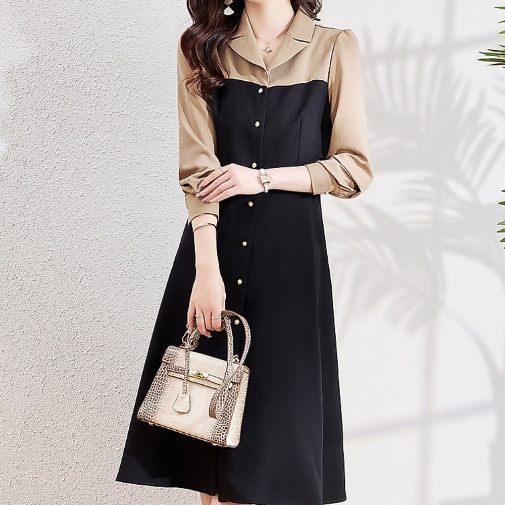 <即納>Vネックツートーンワンピース|オフィスカジュアル レディース 通販 Millennial Generation【ミレジェネ】