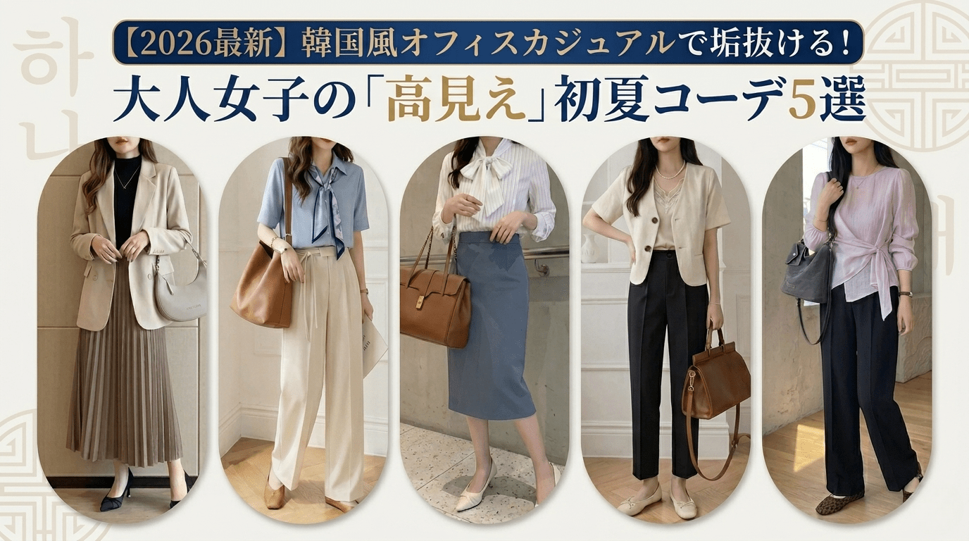 【2026最新】韓国風オフィスカジュアルで垢抜ける！大人女子の「高見え」初夏コーデ5選