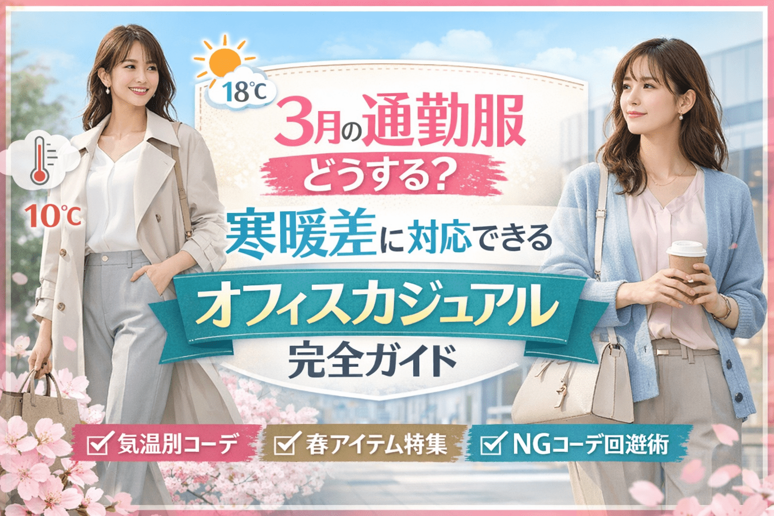 3月の通勤服どうする？寒暖差に対応できるオフィスカジュアルコーデ