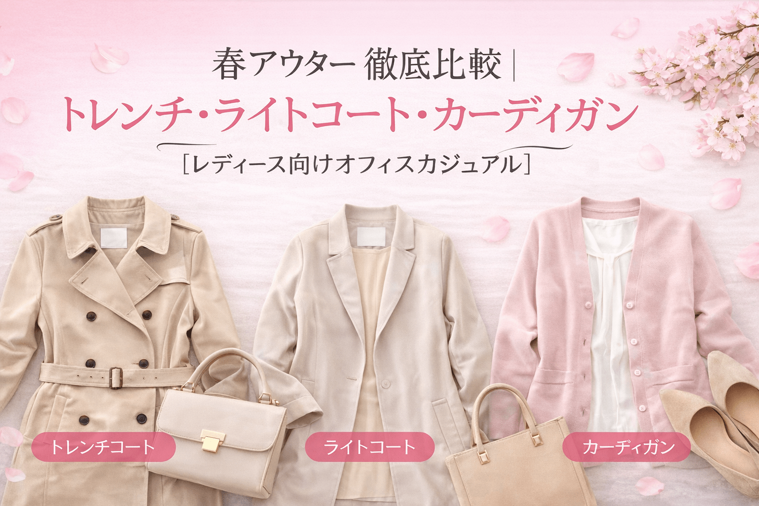 春アウター徹底比較｜トレンチ・ライトコート・カーディガン【レディース向けオフィスカジュアル】 - Millennial Generation