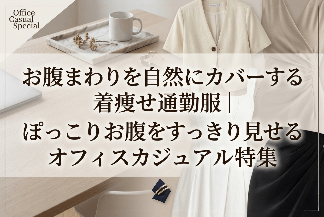 お腹まわりを自然にカバーする着痩せ通勤服｜ぽっこりお腹をすっきり見せるオフィスカジュアル特集