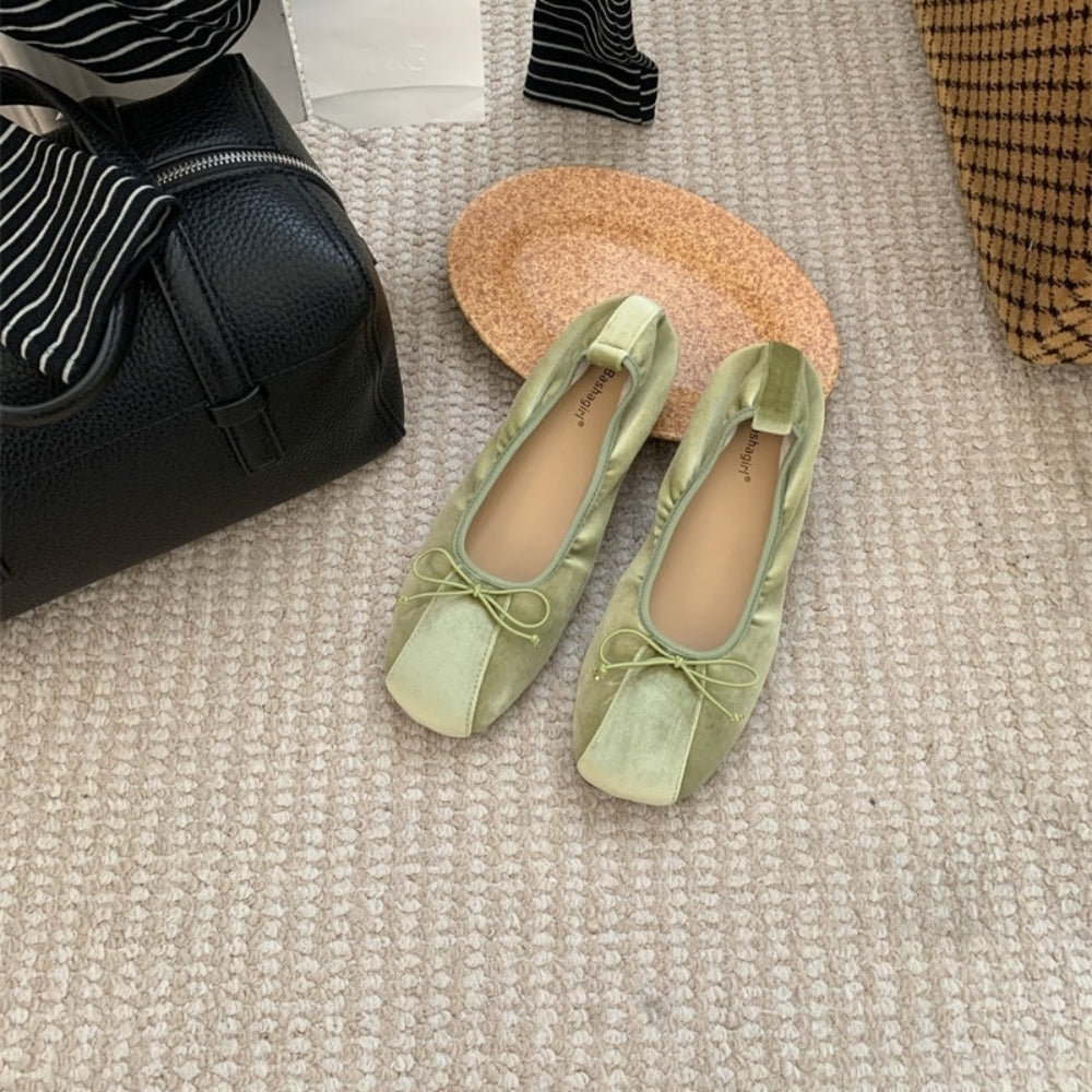 ベルベットリボンフラットシューズ