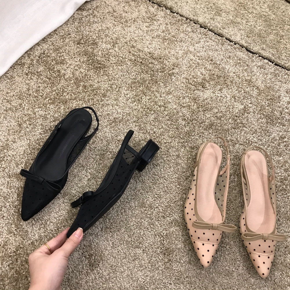 ドットチュールスリングバックパンプス