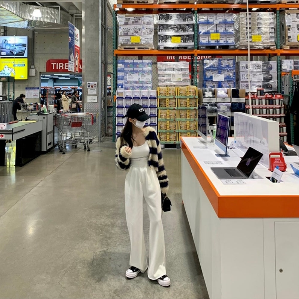ハイウエストスウェットワイドストレートパンツ