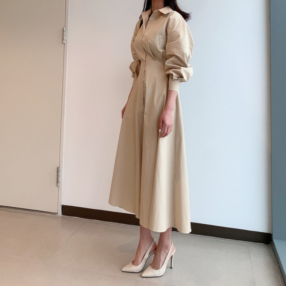 ウエストシェイプシャツワンピース