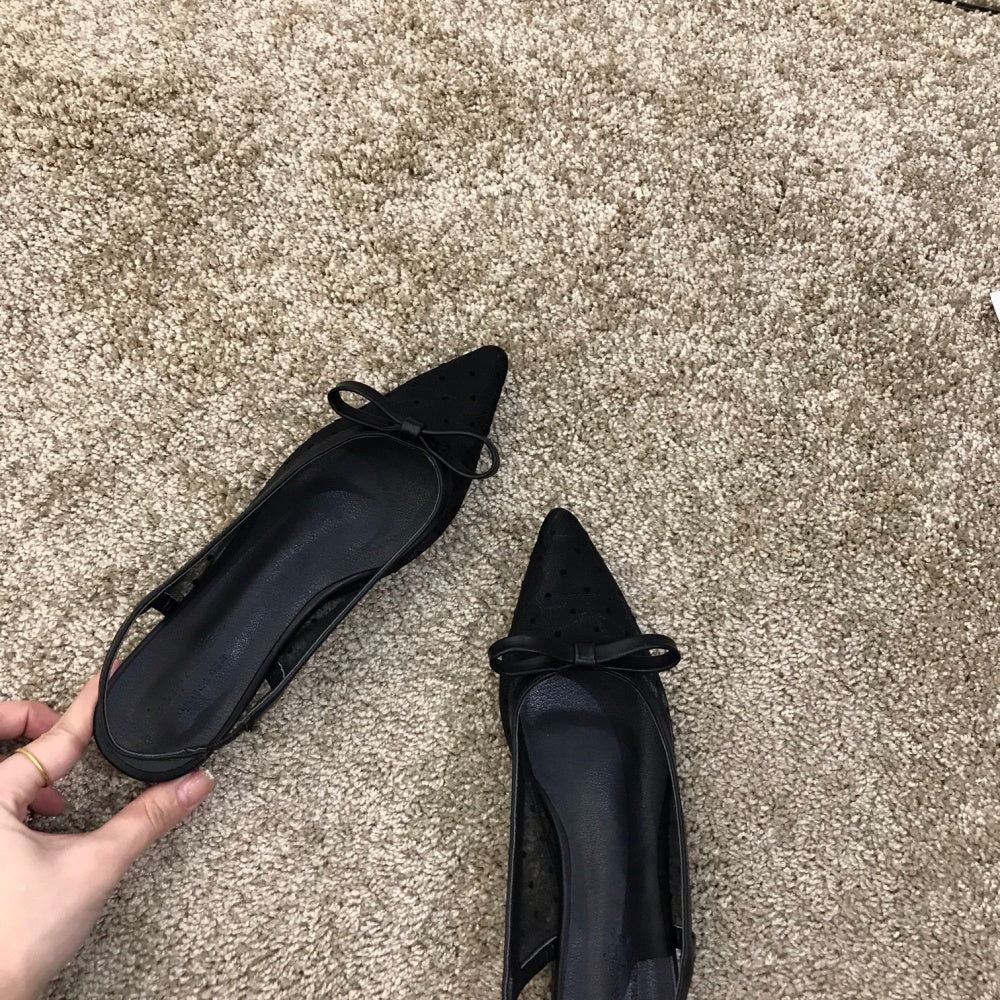 ドットチュールスリングバックパンプス
