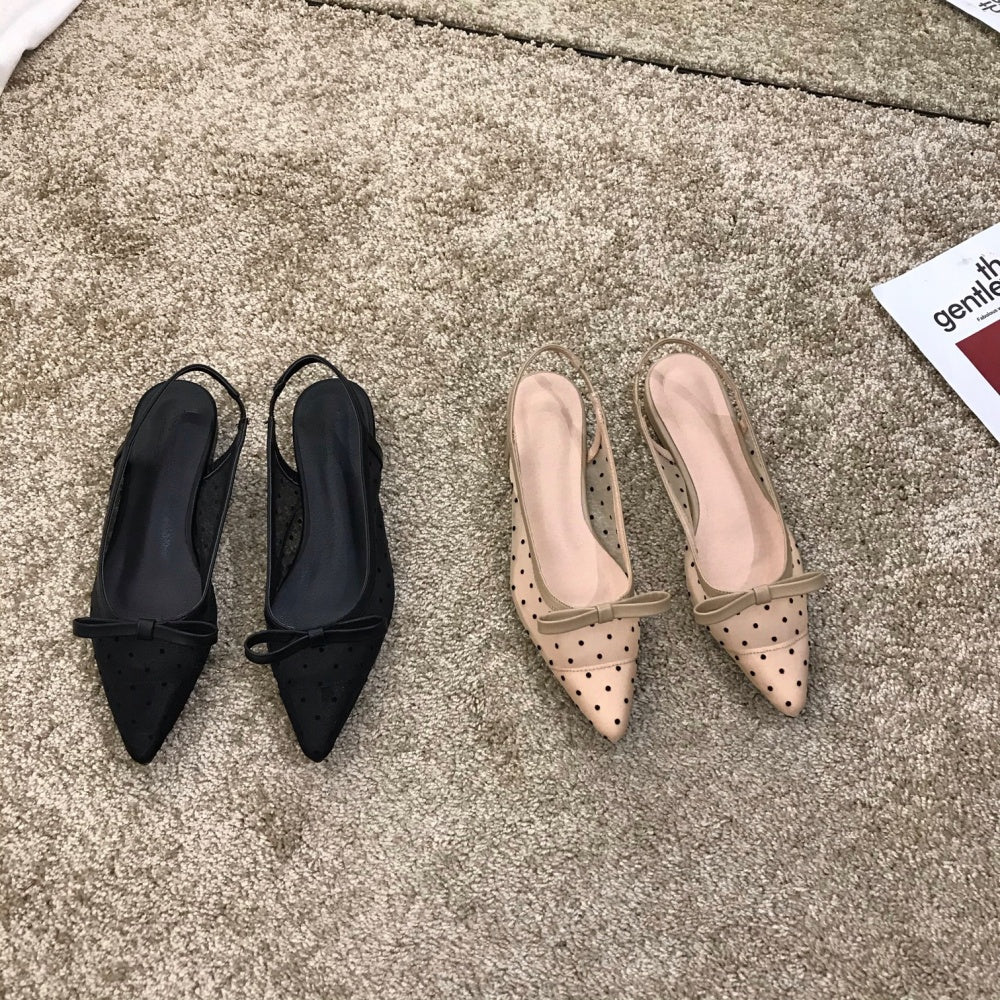 ドットチュールスリングバックパンプス