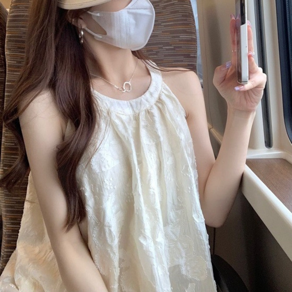 花柄ホルターネックワンピース