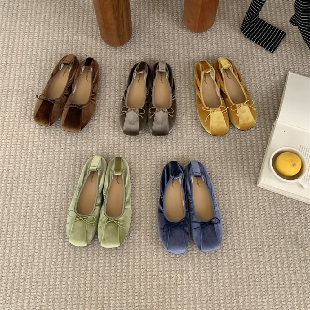 ベルベットリボンフラットシューズ