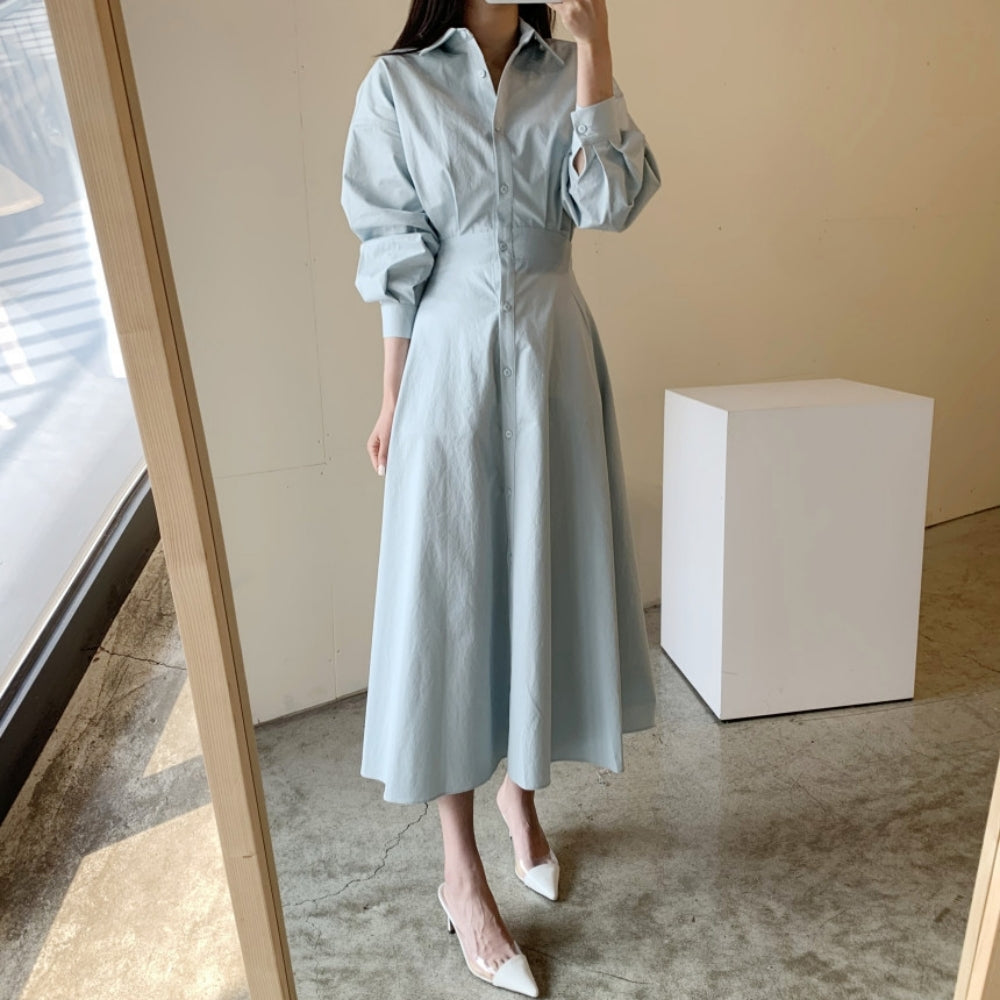 ウエストシェイプシャツワンピース