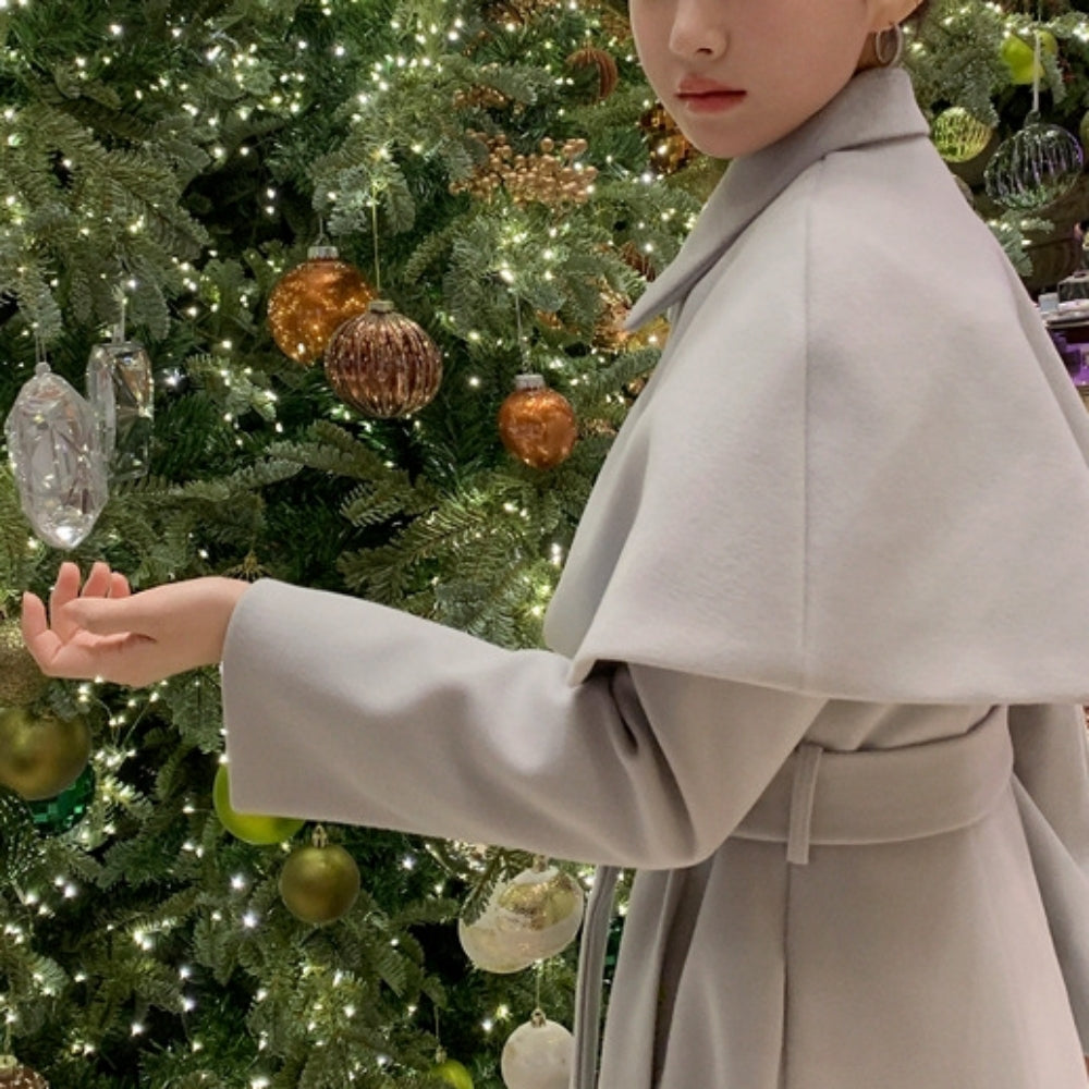 取り外しケープ付ロングコート