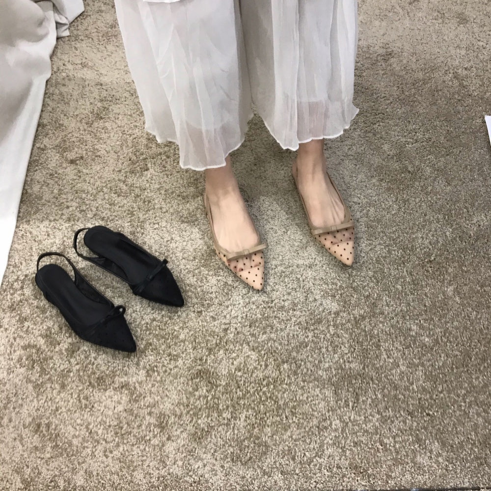 ドットチュールスリングバックパンプス