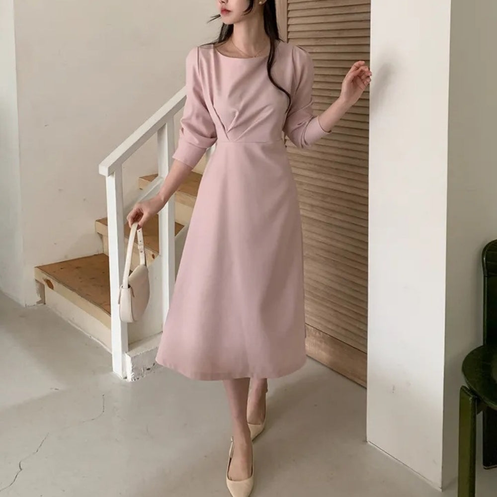 ウエストタックボートネックワンピース