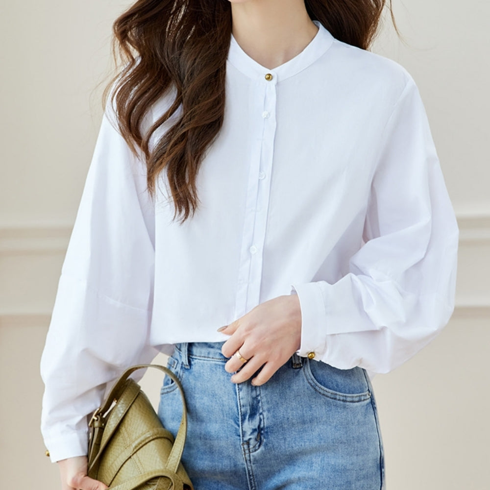 ラウンドネックゆったりシャツ