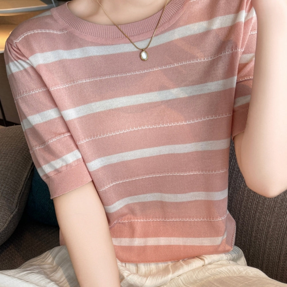 半袖ボーダーサマーニット