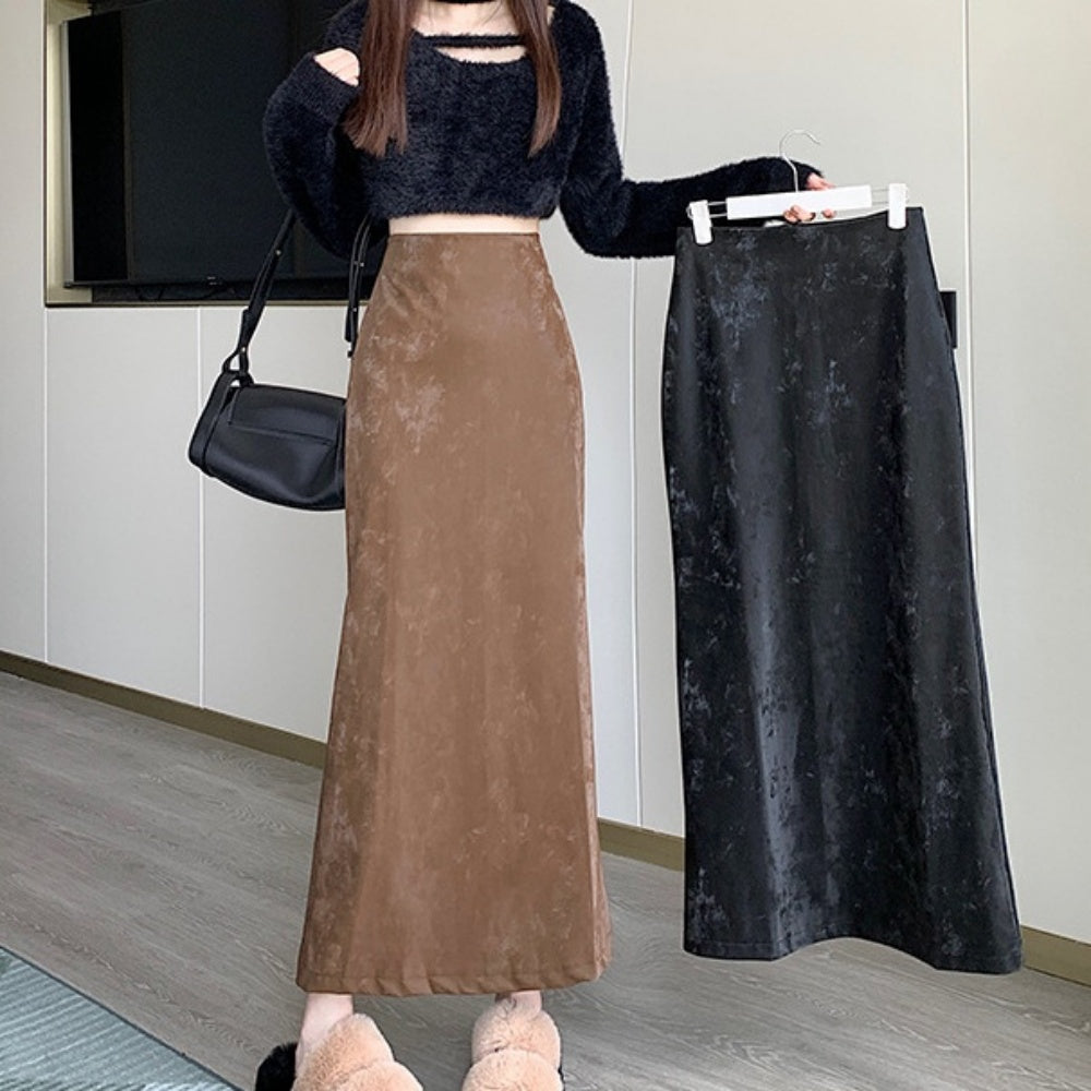 ハイウエストレトロスエードスカート