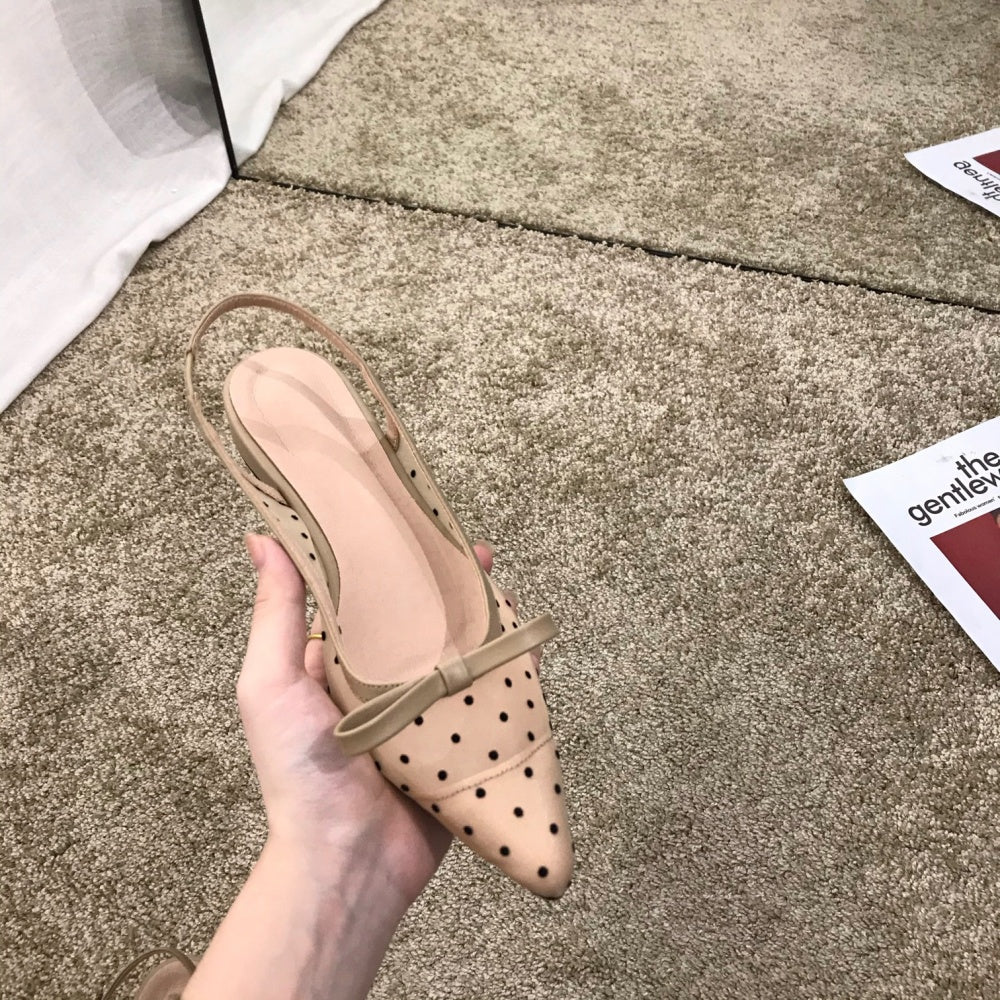 ドットチュールスリングバックパンプス
