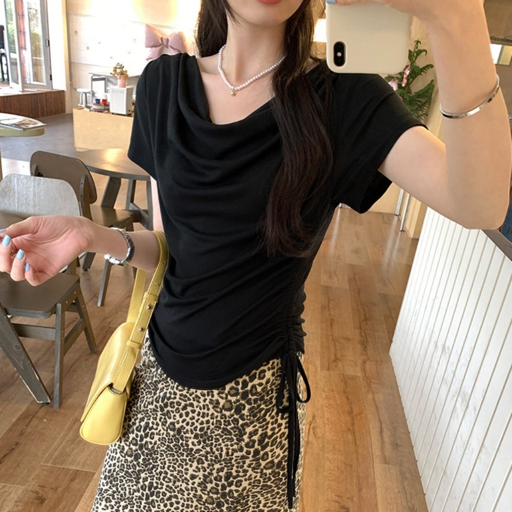 ドレープネックサイドドロストＴシャツ