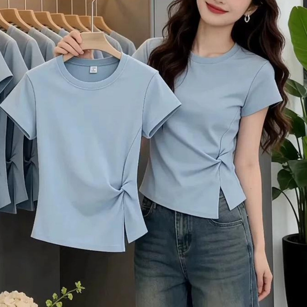 サイドねじりコットンTシャツ