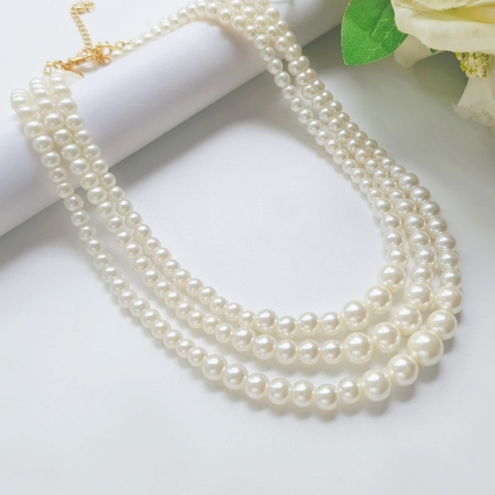 三層パールネックレス｜オフィスカジュアル レディース 通販【ミレジェネ】